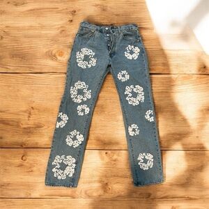 Levi's Blue Jeans with White Floral Pattern
